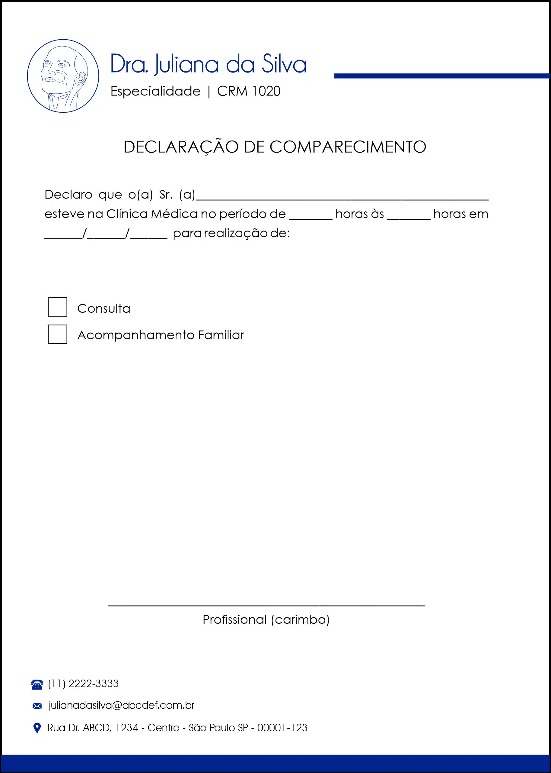Declaração de Comparecimento Otorrinolaringologia Barcelona