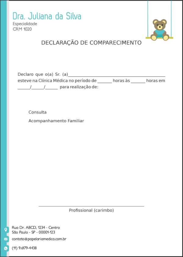 Declaração de Comparecimento Pediatra Katovice Declaração de Comparecimento Pediatra Katovice