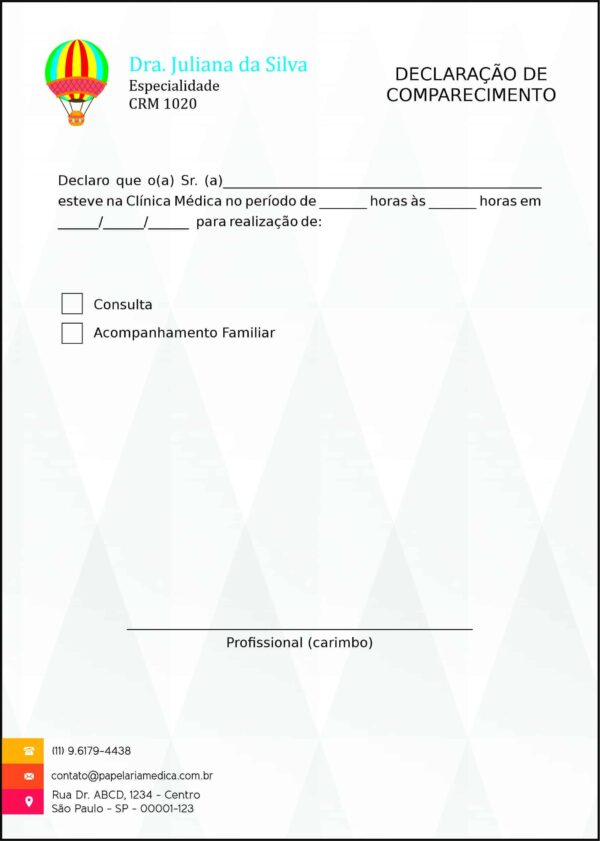 Declaração de Comparecimento Pediatra Estetino Declaração de Comparecimento Pediatra Estetino