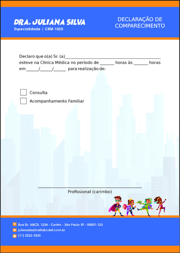 Declaração de Comparecimento Pediatra Radom Declaração de Comparecimento Pediatra Radom