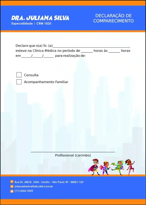 Declaração de Comparecimento Pediatra Radom Declaração de Comparecimento Pediatra Radom