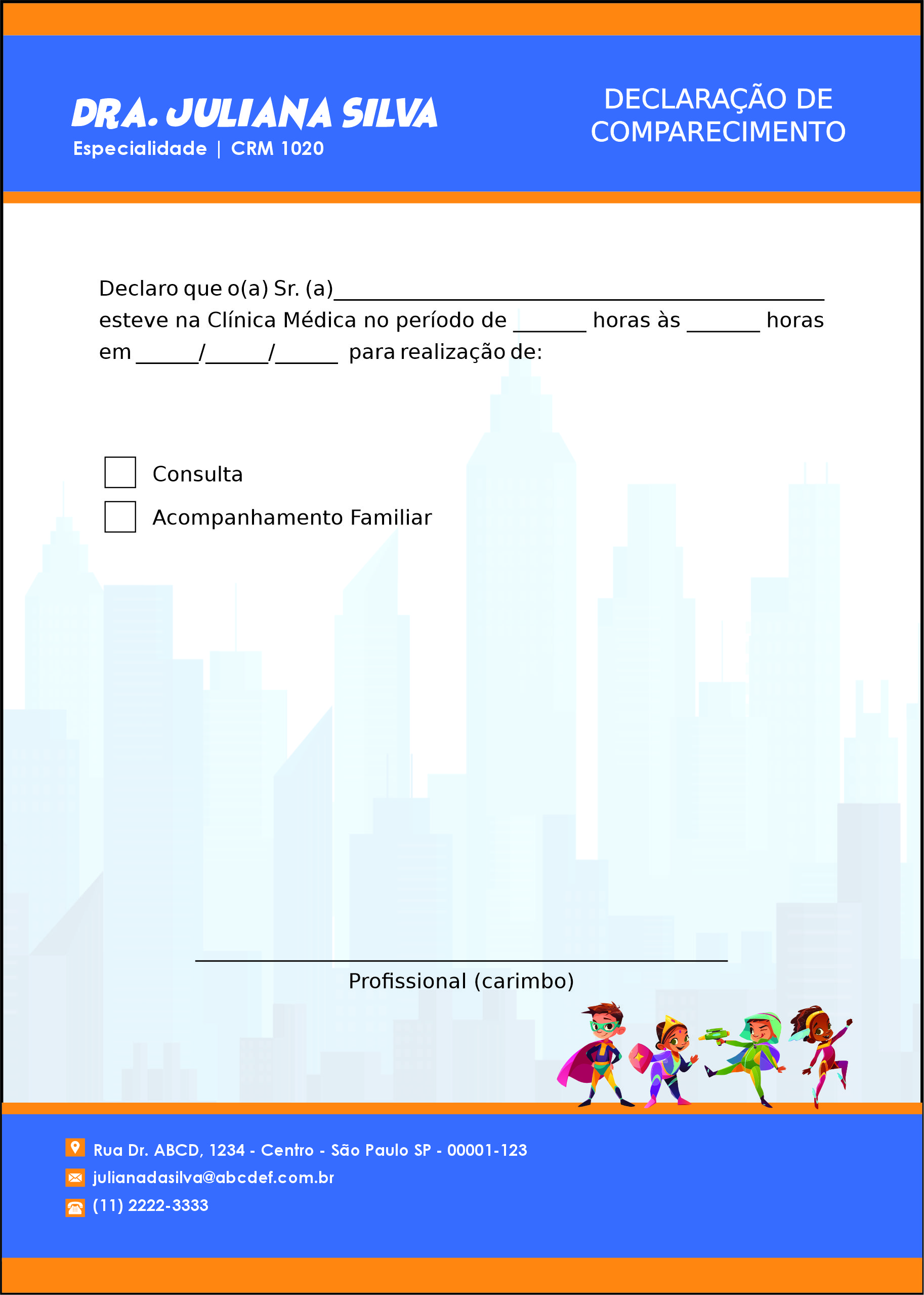 Declaração de Comparecimento Pediatra Radom