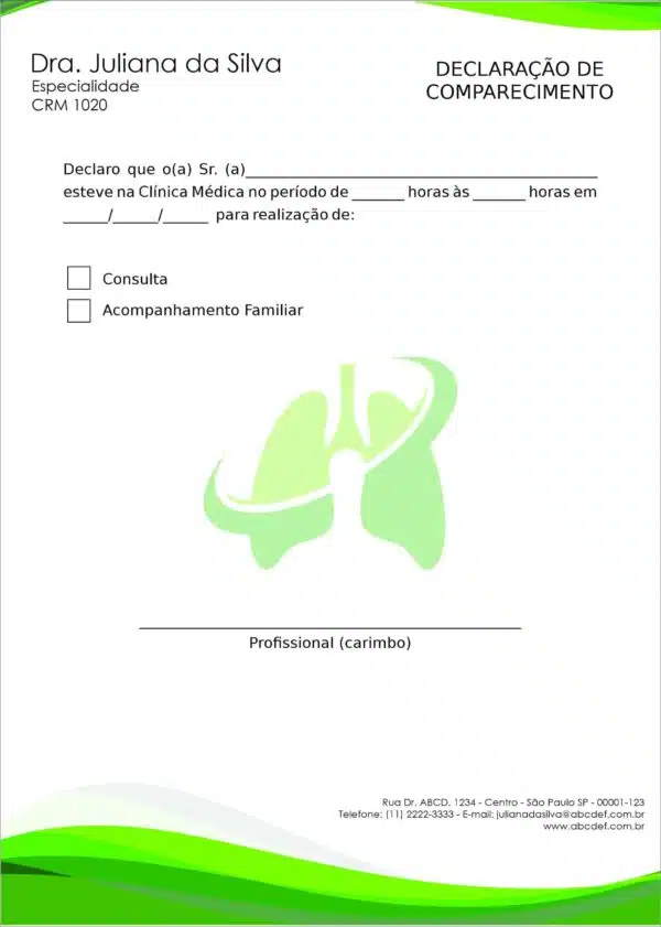 Declaração de Comparecimento Pneumologia Copenhague Declaração de Comparecimento Pneumologia Copenhague