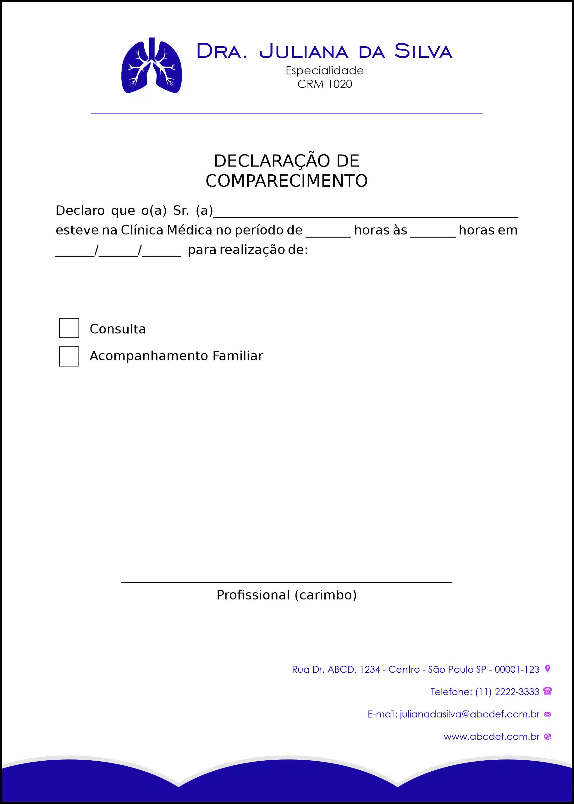 Declaração de Comparecimento Pneumologia Odense