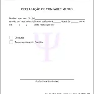Declaração de Comparecimento Psicológico Heidelberg