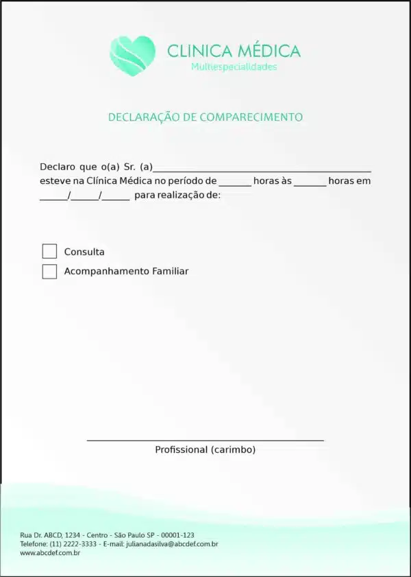 Declaração de Comparecimento Cardiologista Haia Declaração de Comparecimento Cardiologista Haia