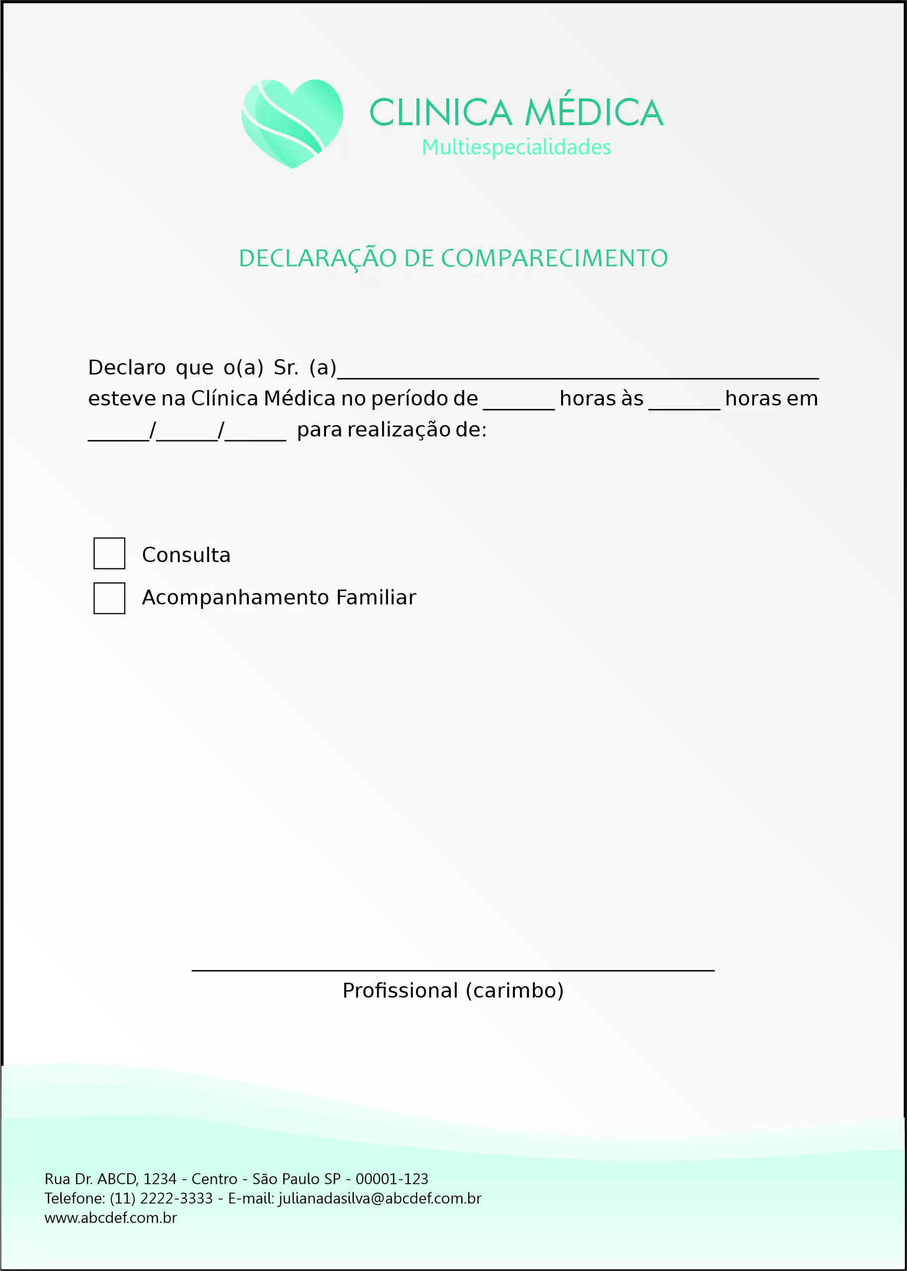 Declaração de Comparecimento Cardiologista Haia