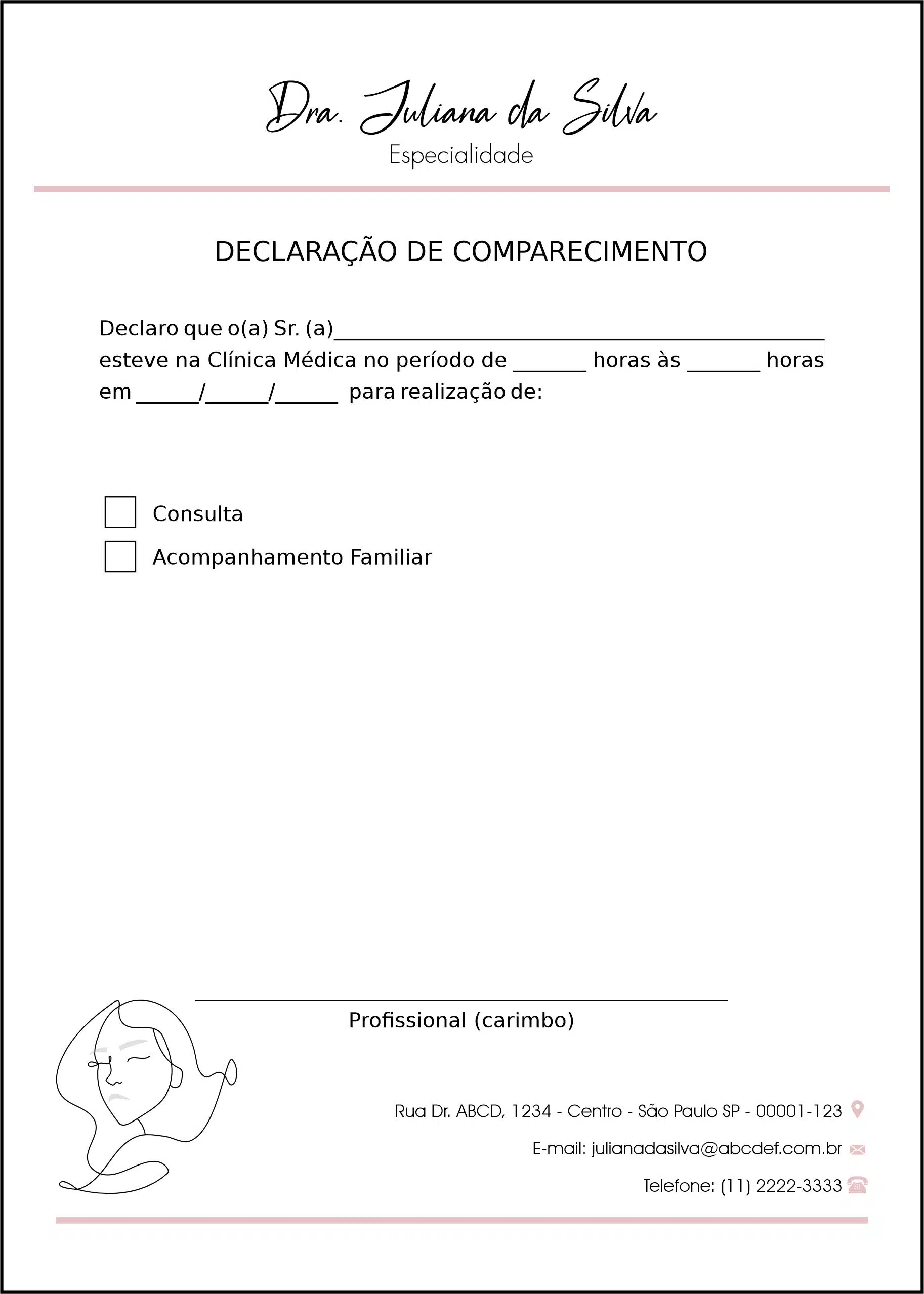 Declaração de Comparecimento Dermatologista Derby