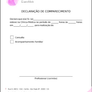 Declaração de Comparecimento Dermatologista Bath