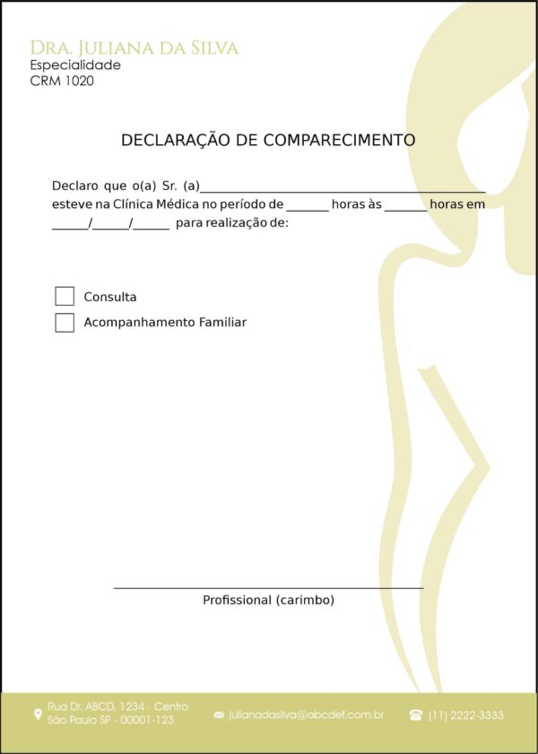 Declaração de Comparecimento Dermatologista Winchester Declaração de Comparecimento Dermatologista Winchester
