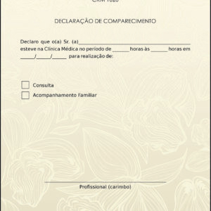 Declaração de Comparecimento Dermatologista Oxford