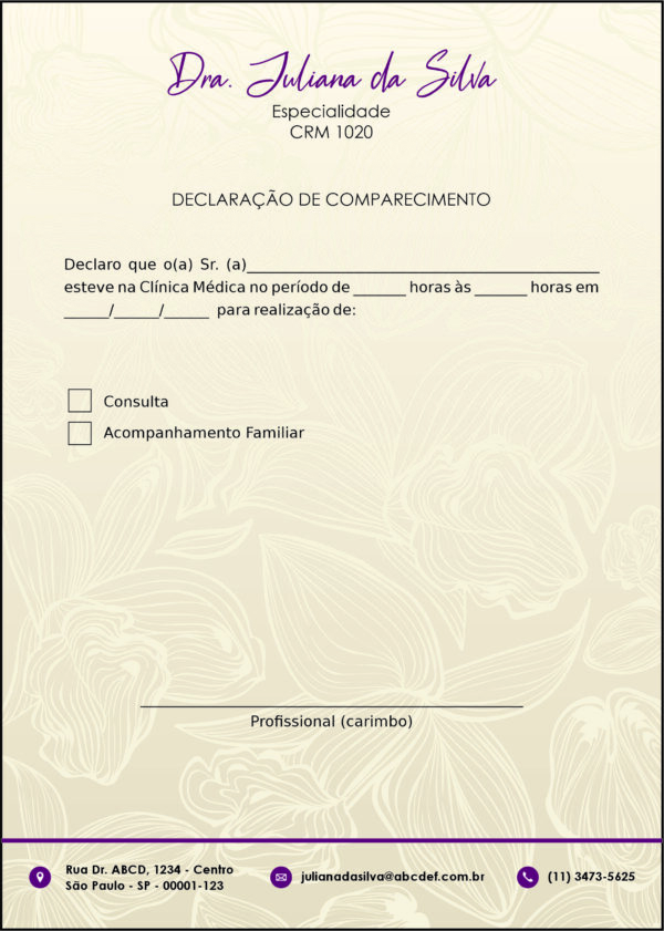 Declaração de Comparecimento Dermatologista Oxford Declaração de Comparecimento Dermatologista Oxford