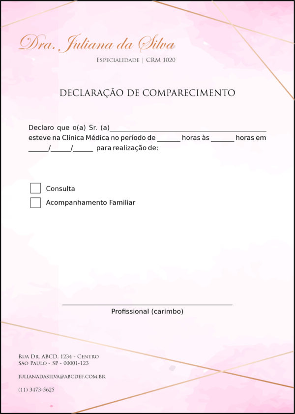 Declaração de Comparecimento Dermatologista Cambridge Declaração de Comparecimento Dermatologista Cambridge