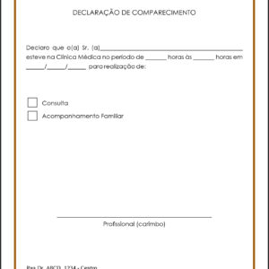 Declaração de Comparecimento Dermatologista Chester