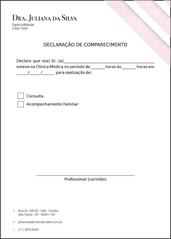 Declaração de Comparecimento Dermatologista Burford Declaração de Comparecimento Dermatologista Burford