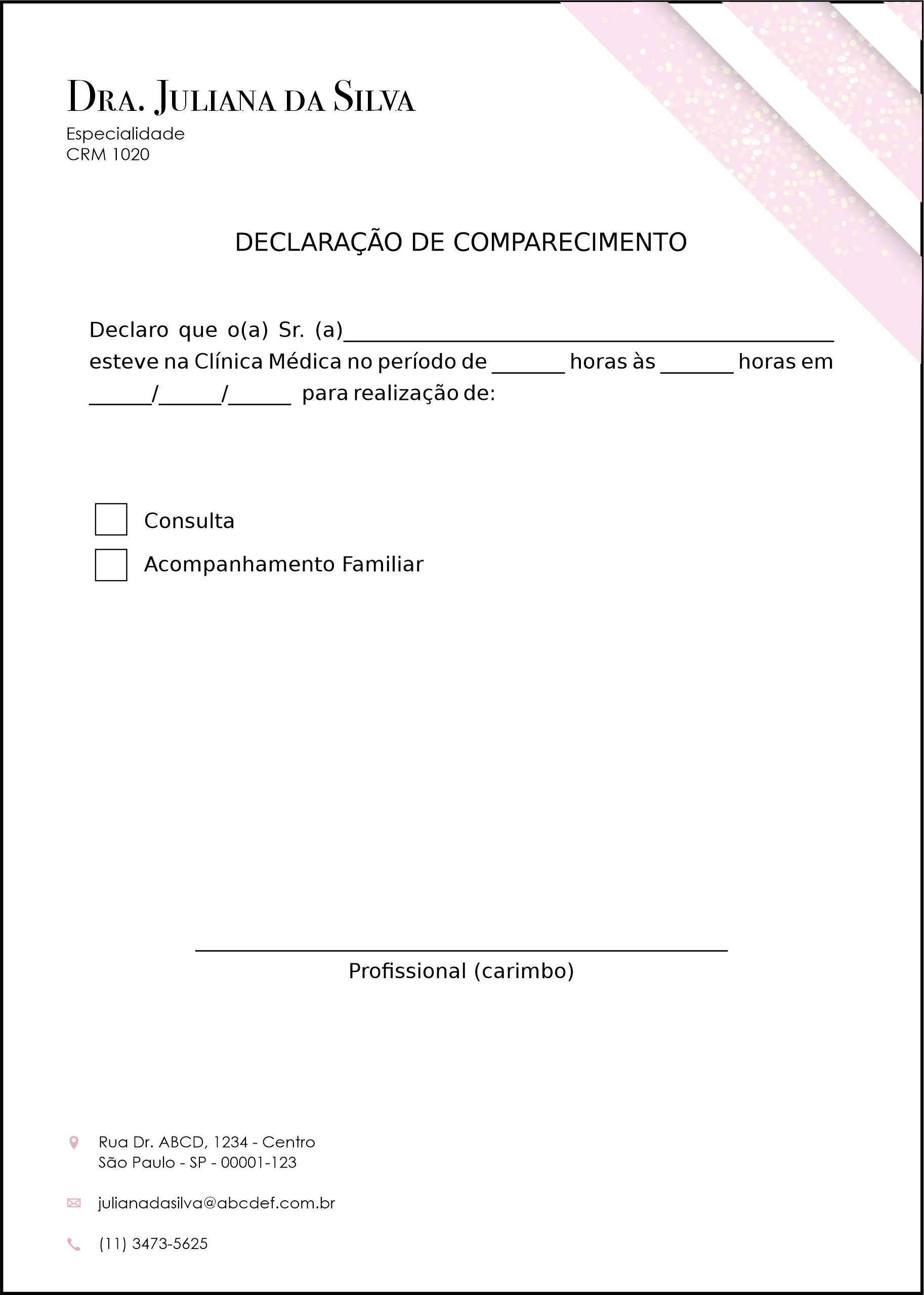 Declaração de Comparecimento Dermatologista Burford