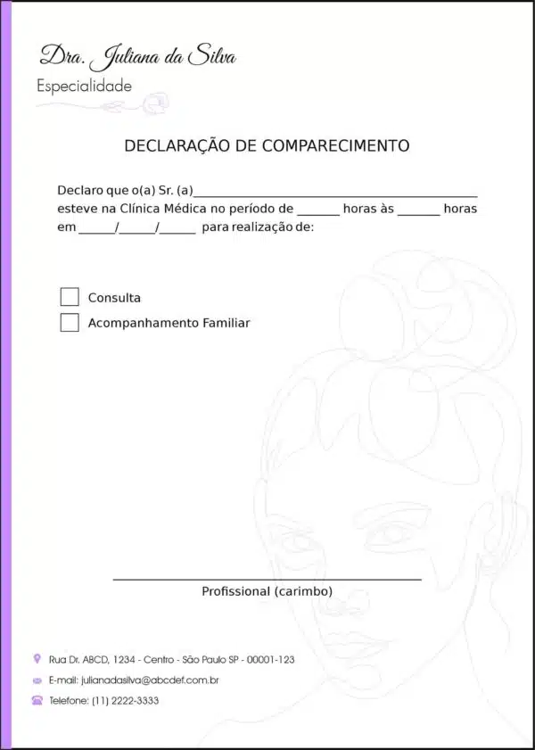 Declaração de Comparecimento Dermatologista Liverpool Declaração de Comparecimento Dermatologista Liverpool