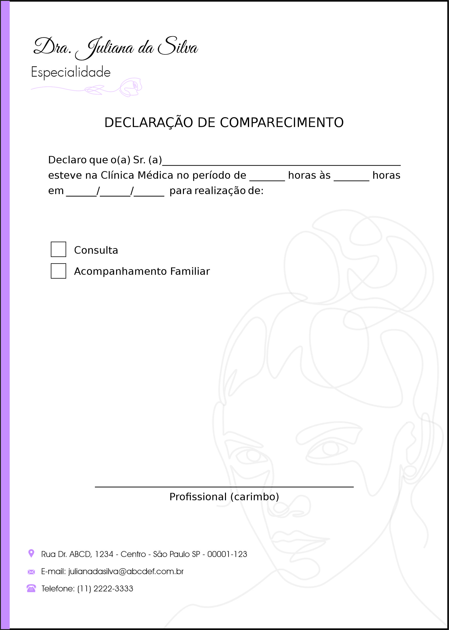 Declaração de Comparecimento Dermatologista Liverpool