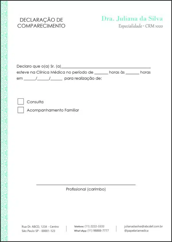 Declaração de Comparecimento Clínica Geral Taba Declaração de Comparecimento Clínica Geral Taba