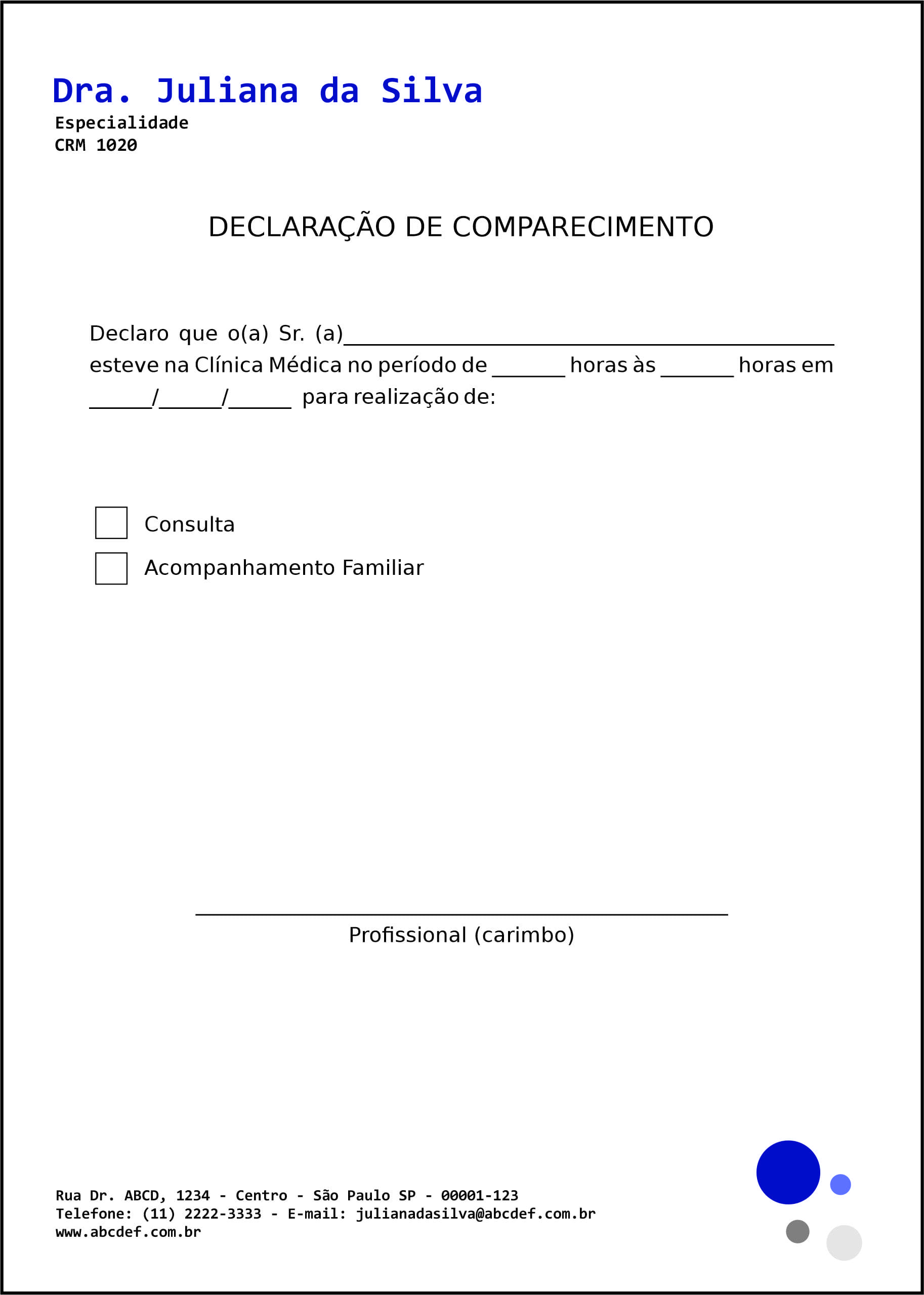 Declaração de Comparecimento Clínica Geral Assuã