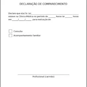Declaração de Comparecimento Clínica Geral Mênfis
