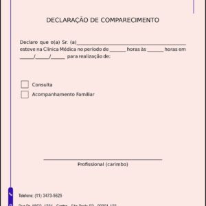 Declaração de Comparecimento Clínica Geral Luxor