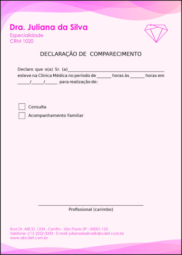 Declaração de Comparecimento Ginecologia Miami Declaração de Comparecimento Ginecologia Miami