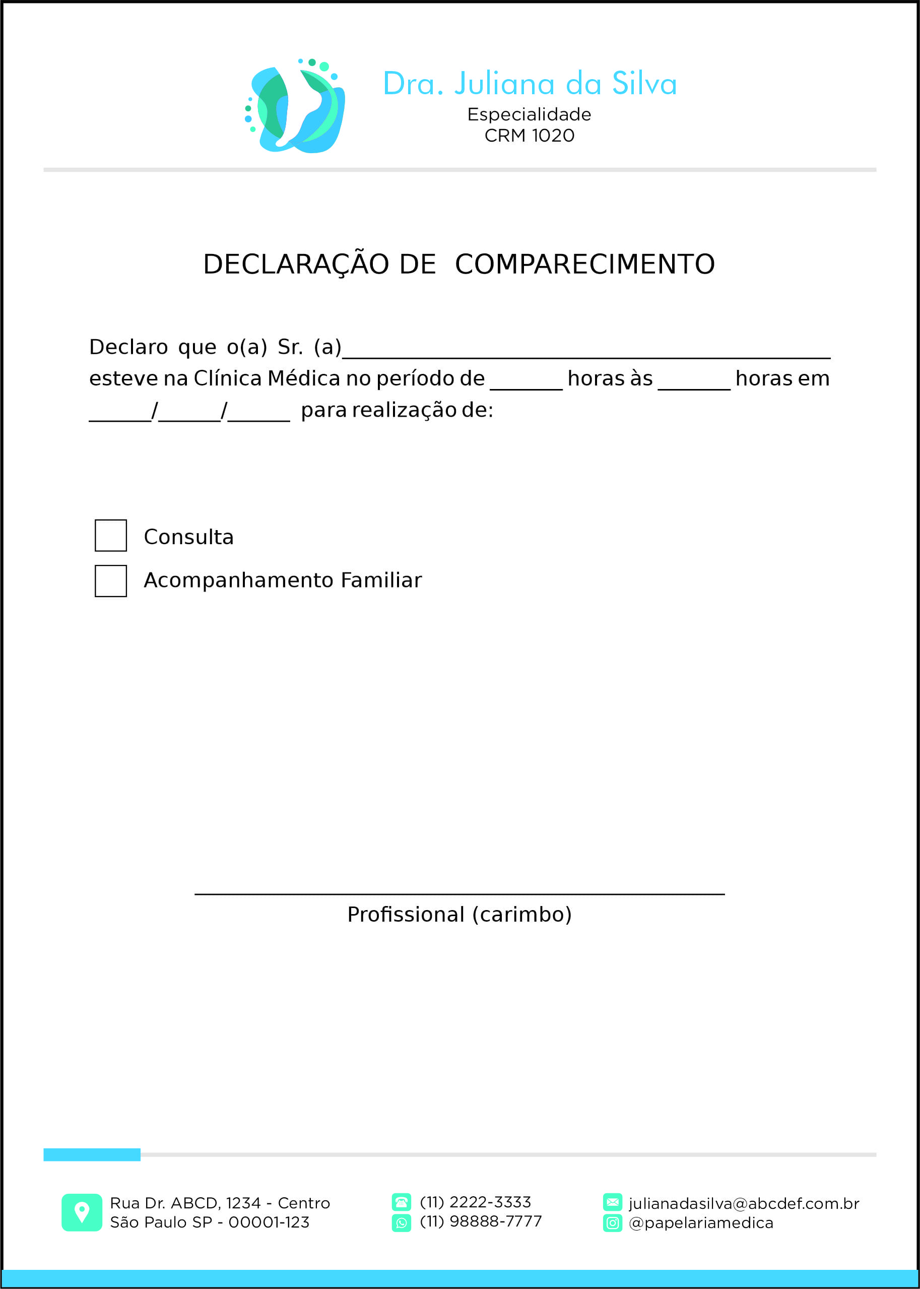 Declaração de Comparecimento Ortopedia Pireu