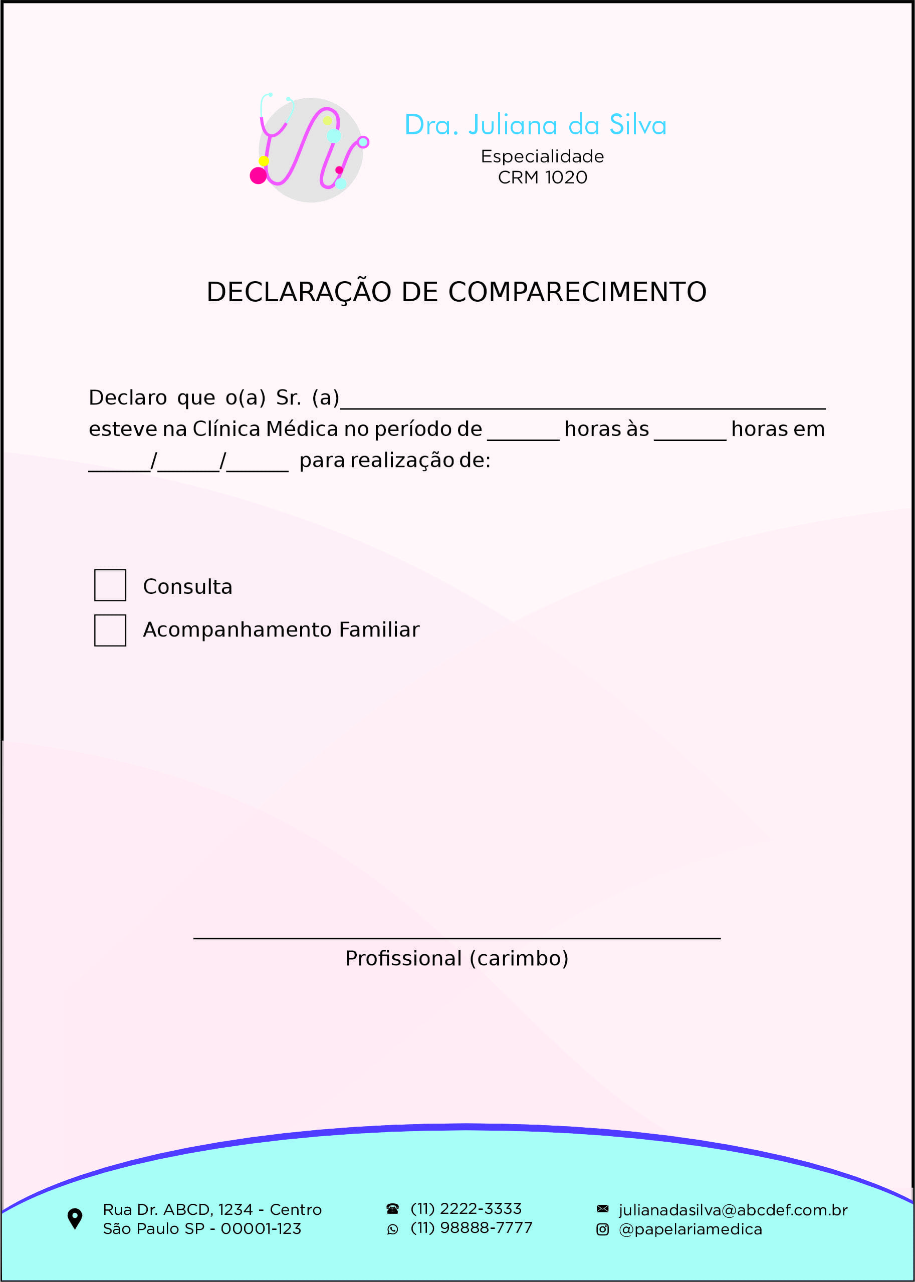 Declaração de Comparecimento Pediatria Tricidade