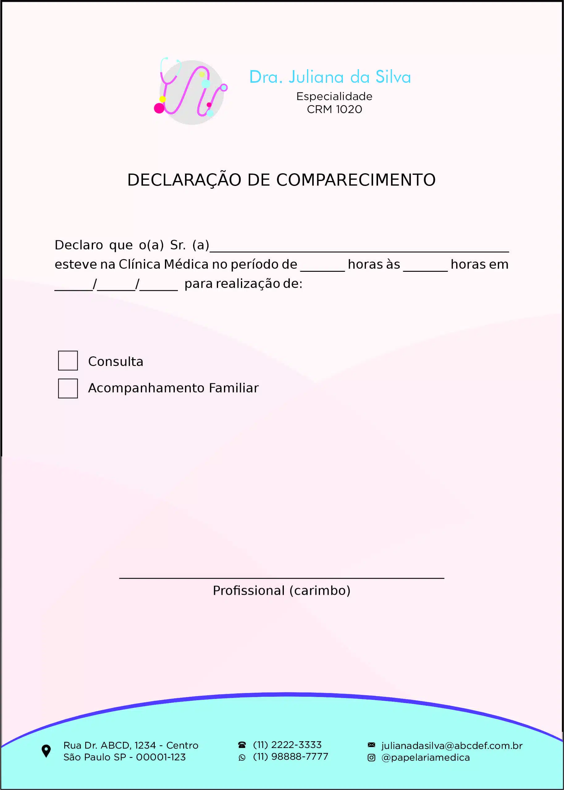 Declaração de Comparecimento Pediatria Tricidade