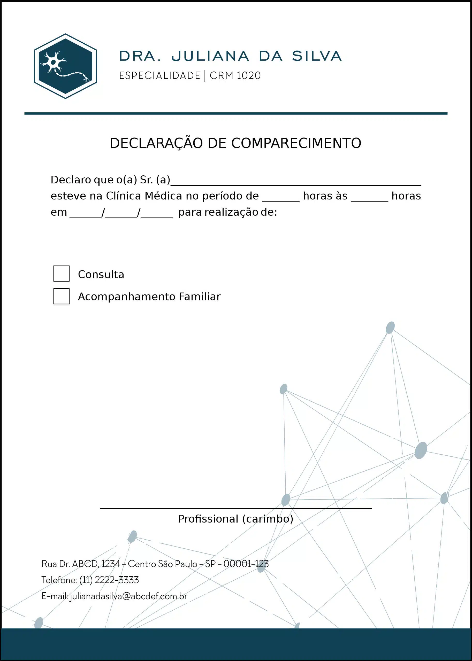 Declaração de Comparecimento Psiquiatra e Neurologista Palermo