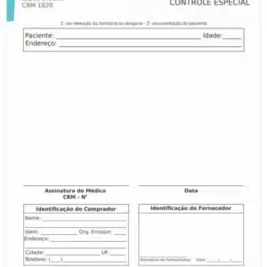 Receituário de Controle Especial Clínica Geral Esna