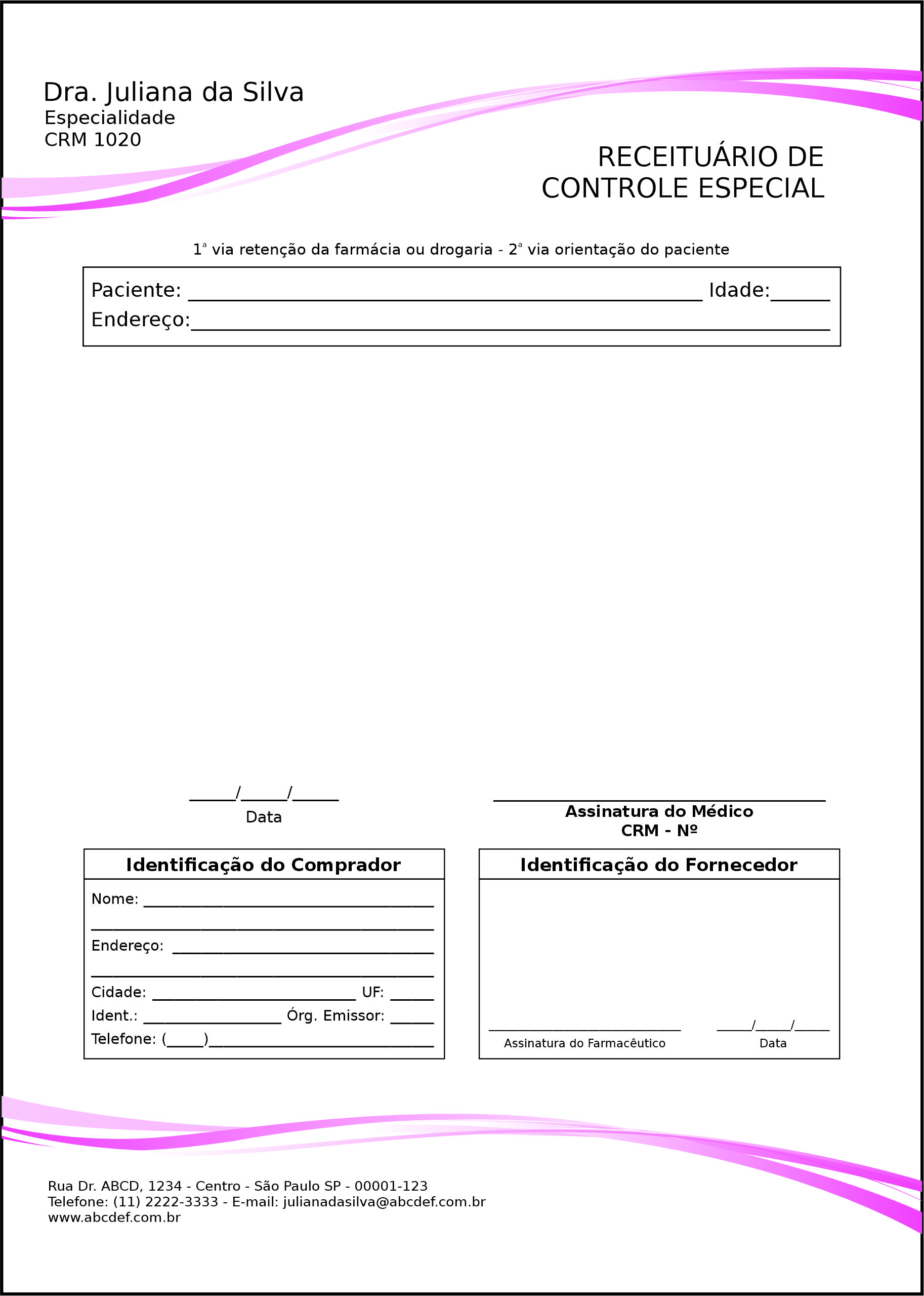 Receituário de Controle Especial Clínica Geral Berenice II