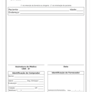 Receituário de Controle Especial Clínica Geral Tanta