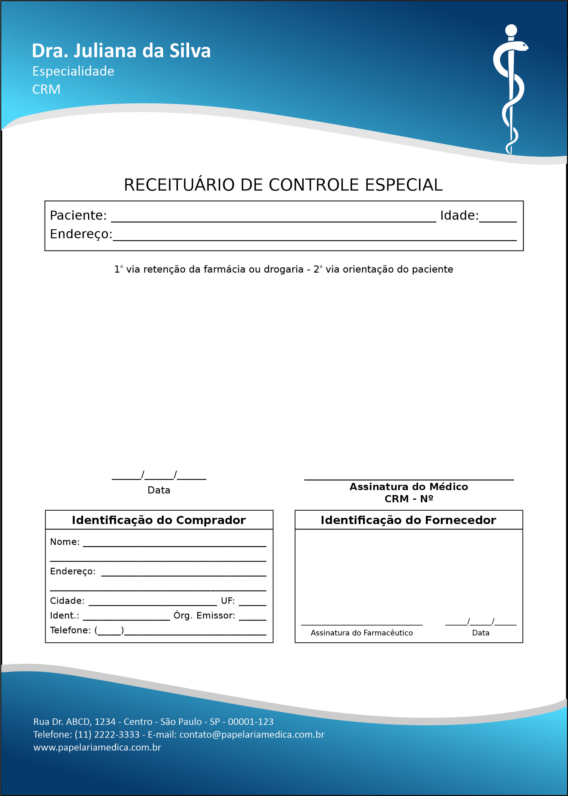 Receituário de Controle Especial Clínica Geral Hurghada