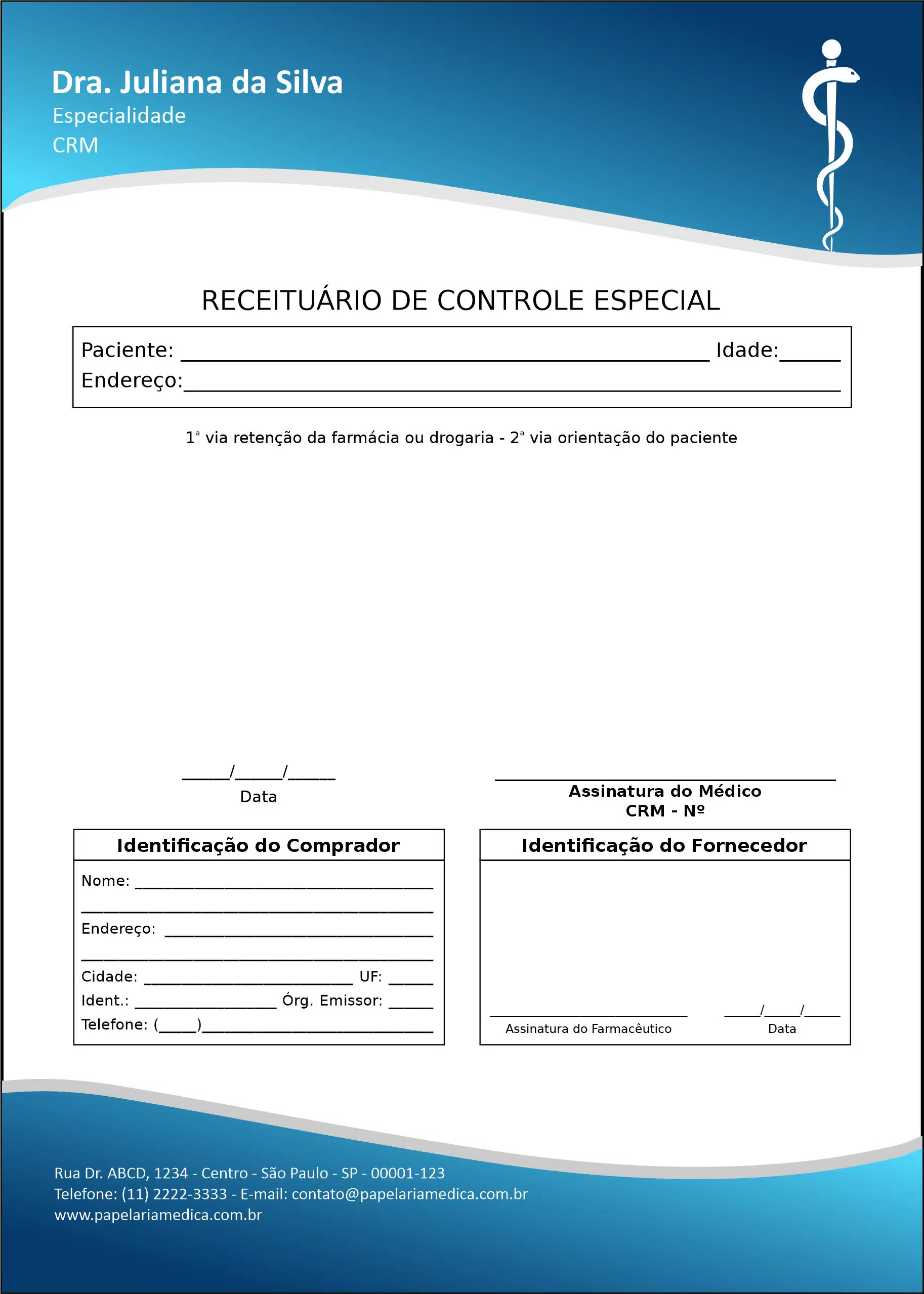 Receituário de Controle Especial Clínica Geral Hurghada