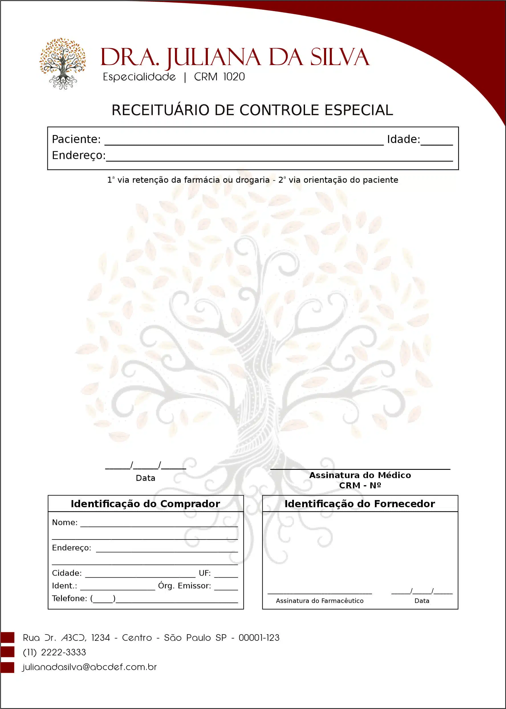 Receituário de Controle Especial Geriatria Malard