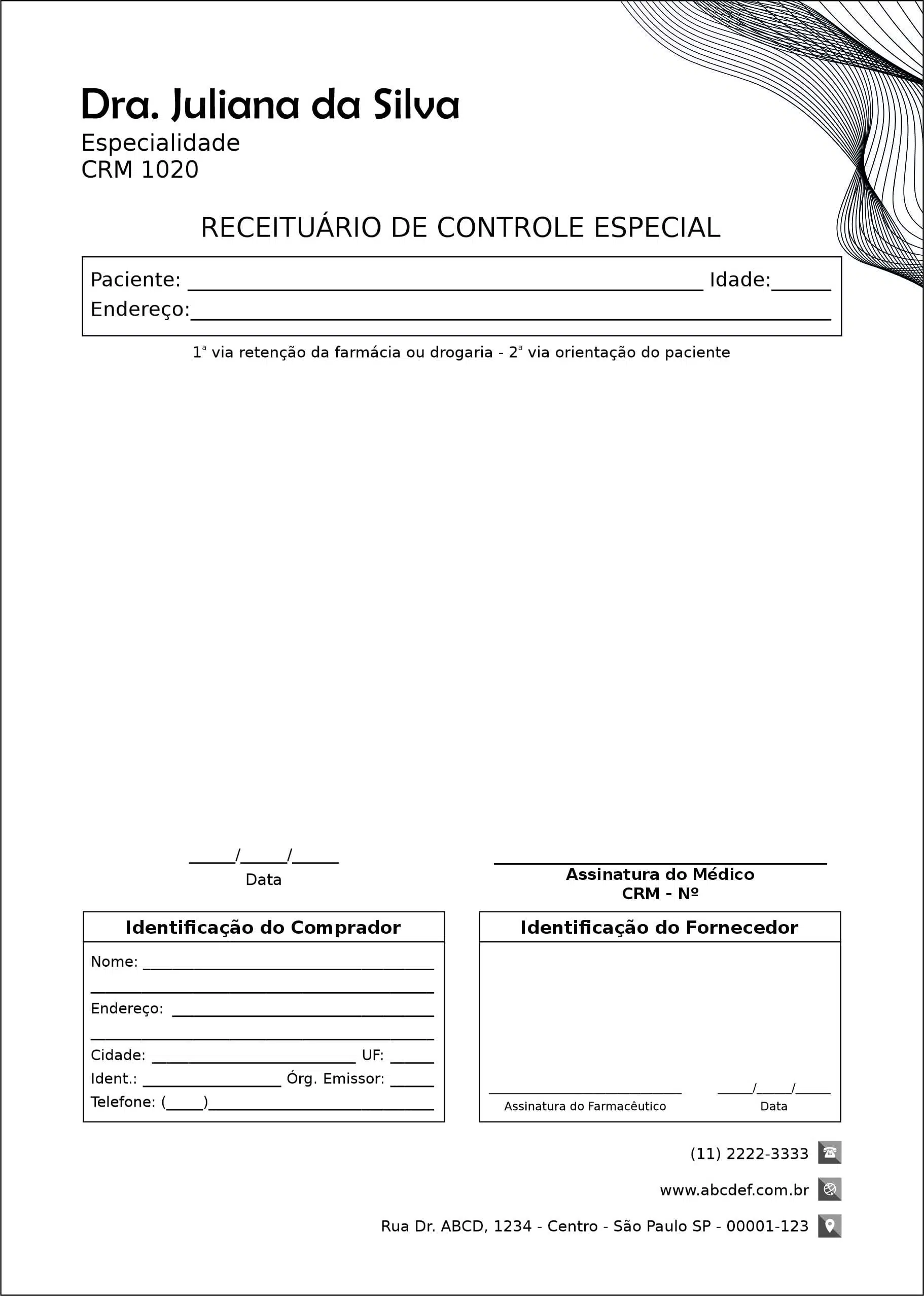 Receituário de Controle Especial Otorrinolaringologia Granada