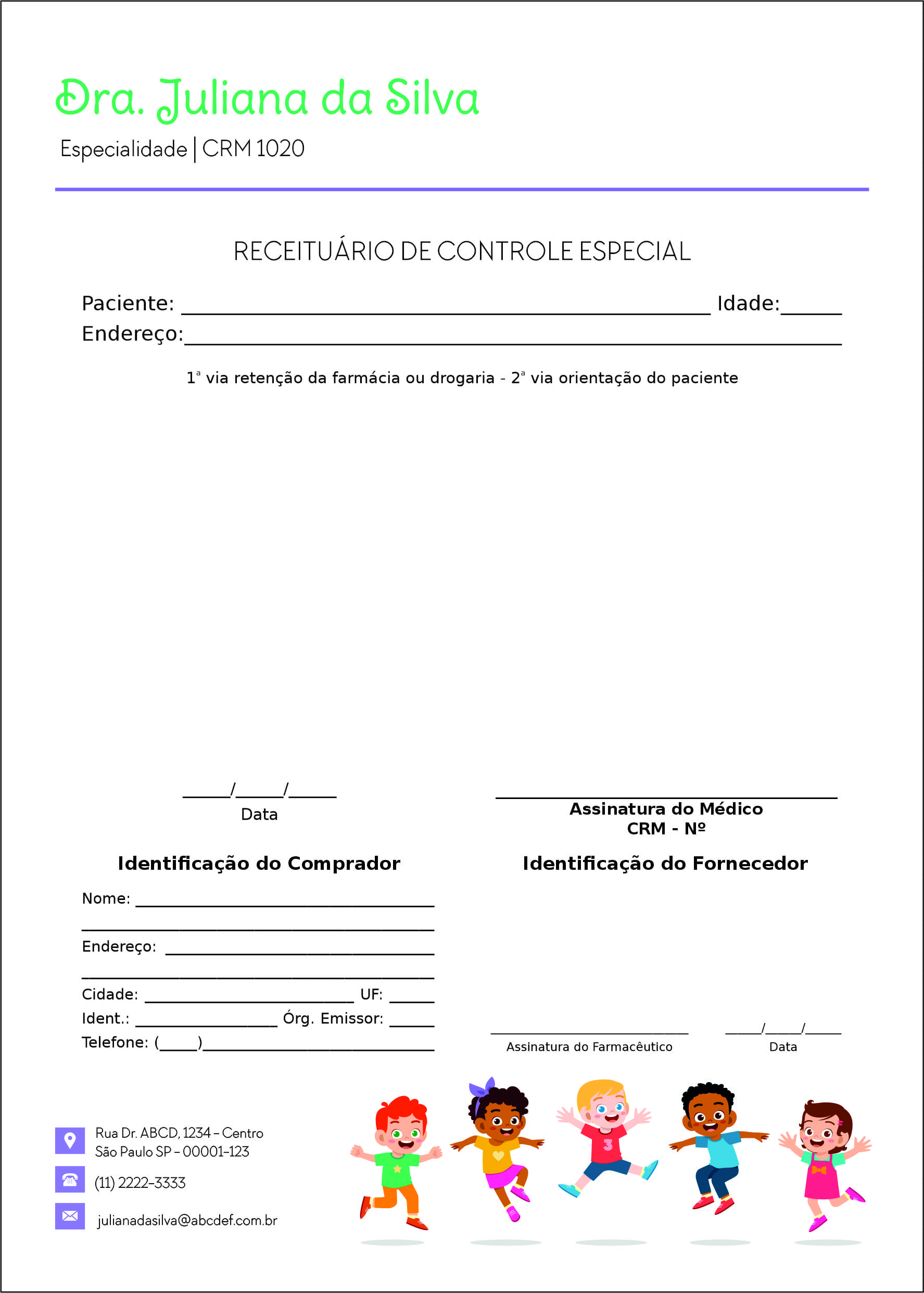 Receituário de Controle Especial Pediatra Opole