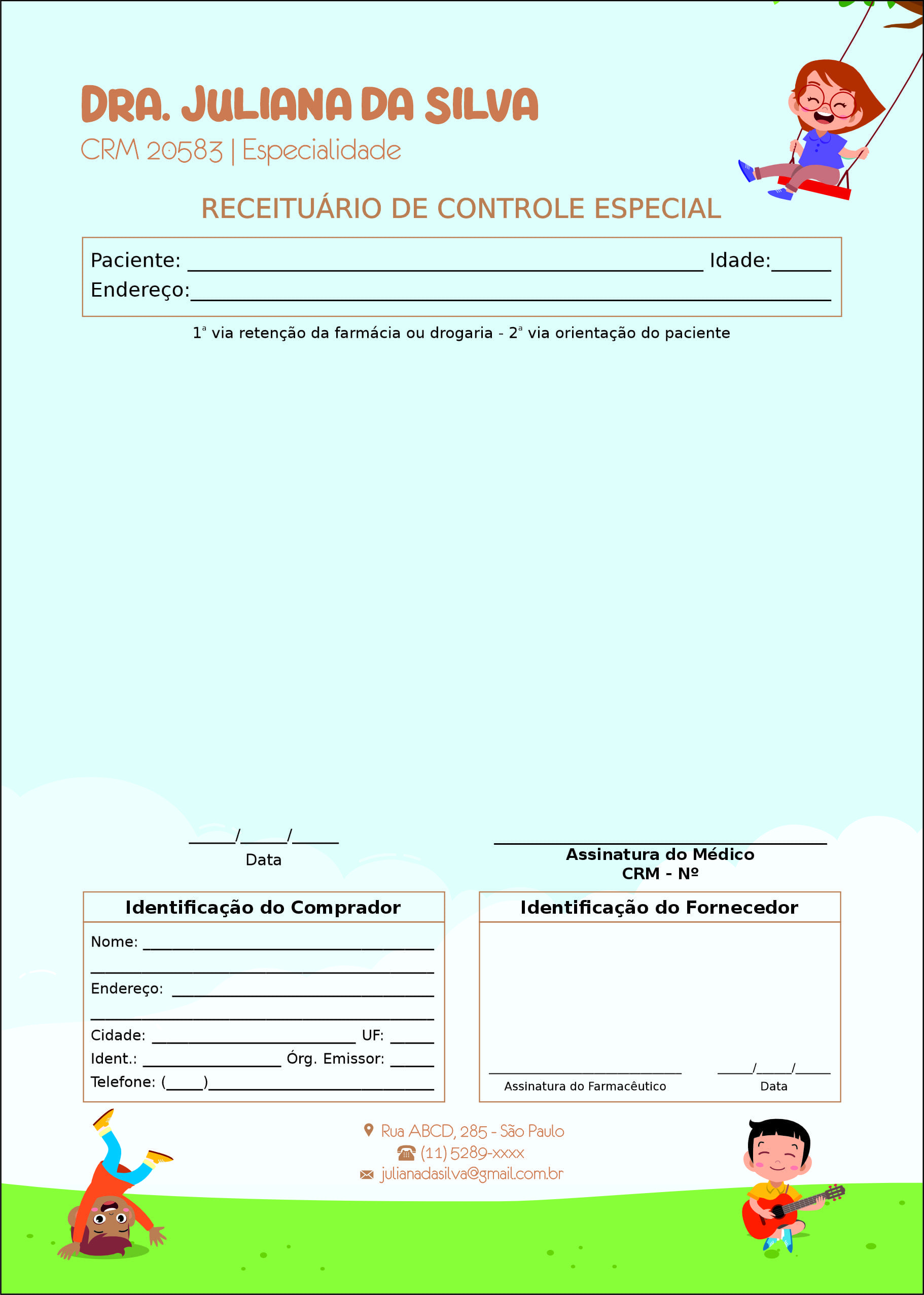 Receituário de Controle Especial Pediatra Elblag