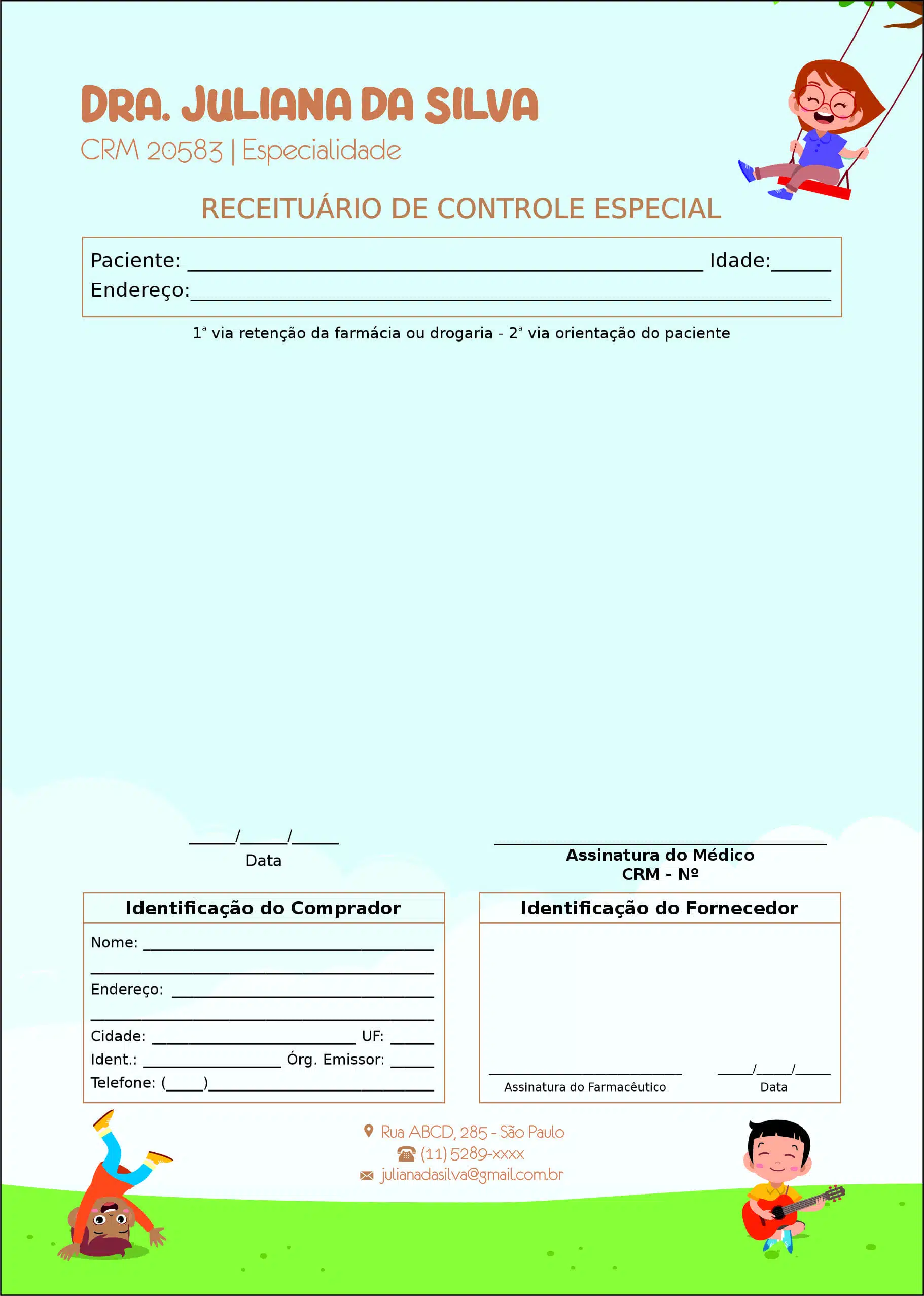Receituário de Controle Especial Pediatra Elblag
