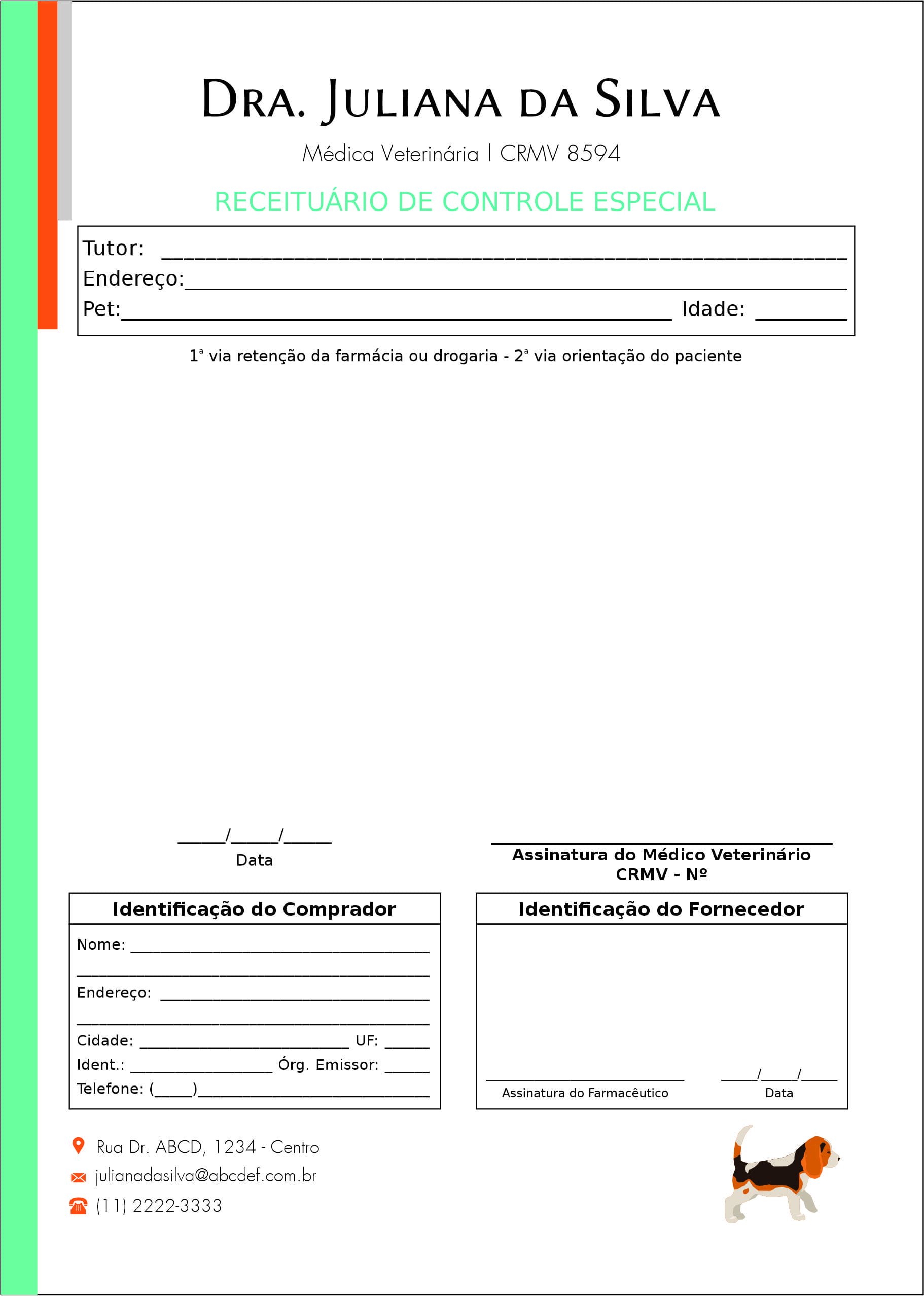 Receituário de Controle Especial Veterinária Bludenz