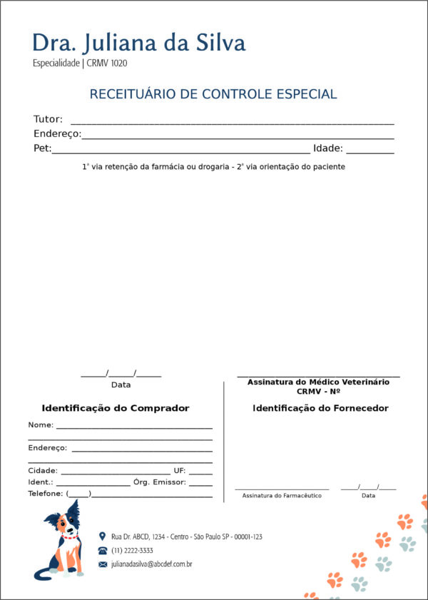 Receituário de Controle Especial Veterinário Wels Receituário de Controle Especial Veterinário Wels