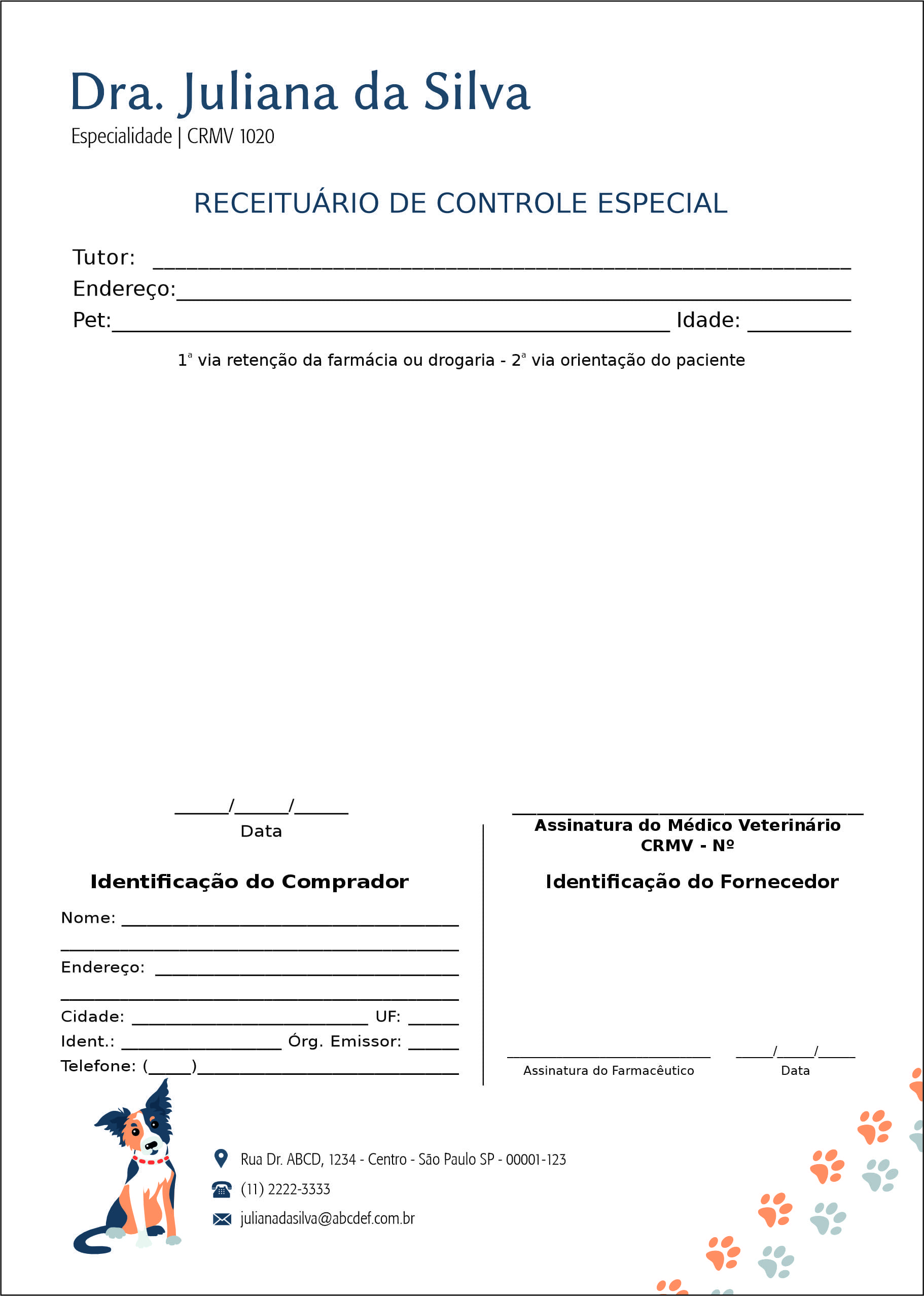 Receituário de Controle Especial Veterinário Wels