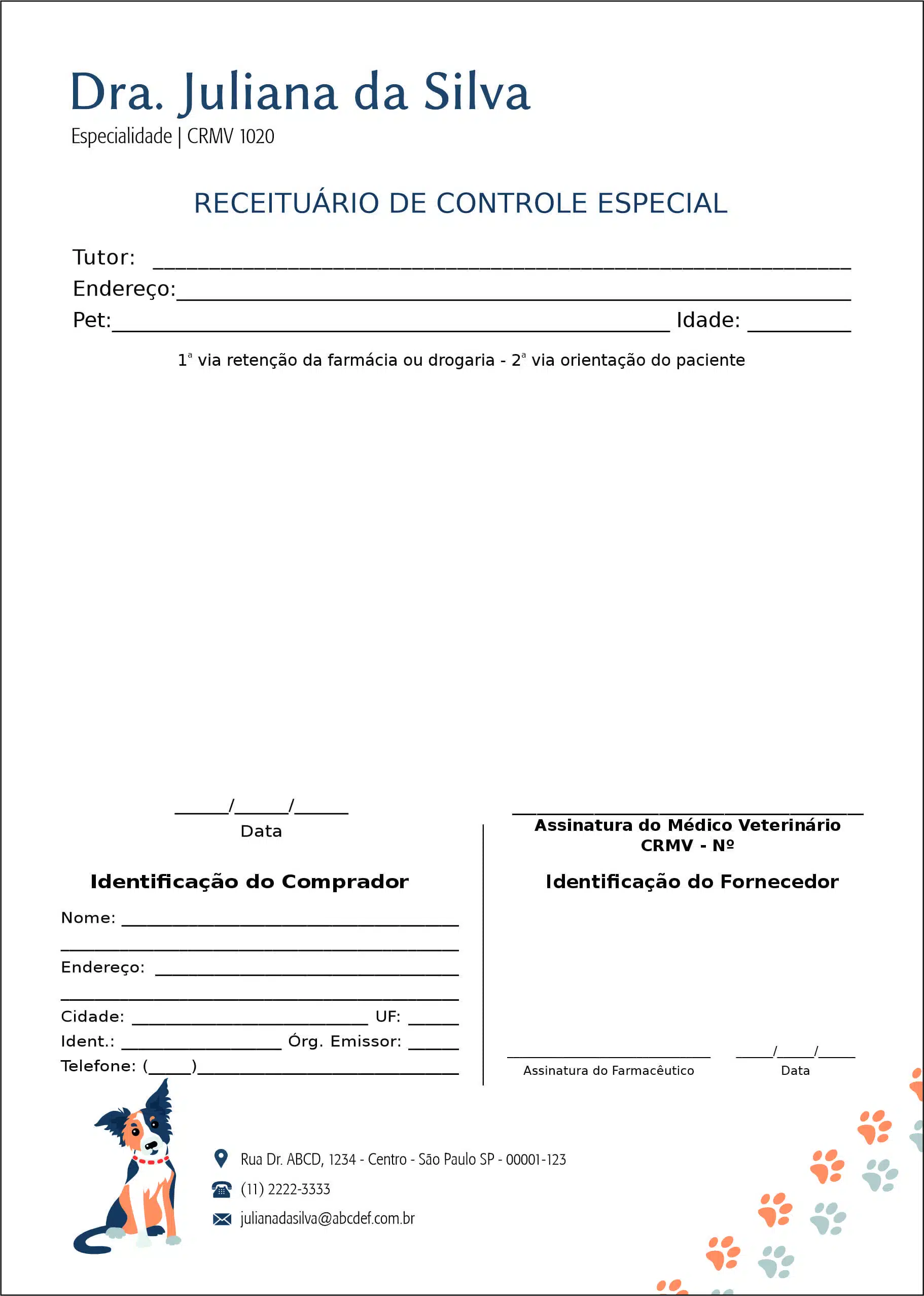 Receituário de Controle Especial Veterinário Wels