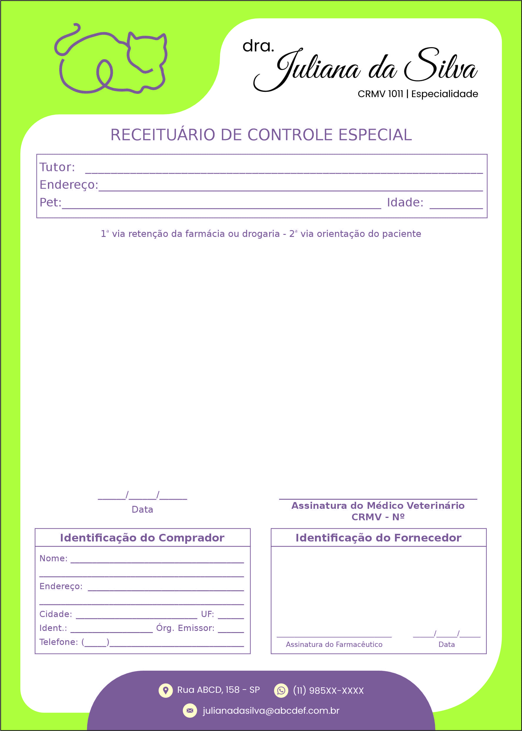 Receituário de Controle Especial Veterinário Liezen