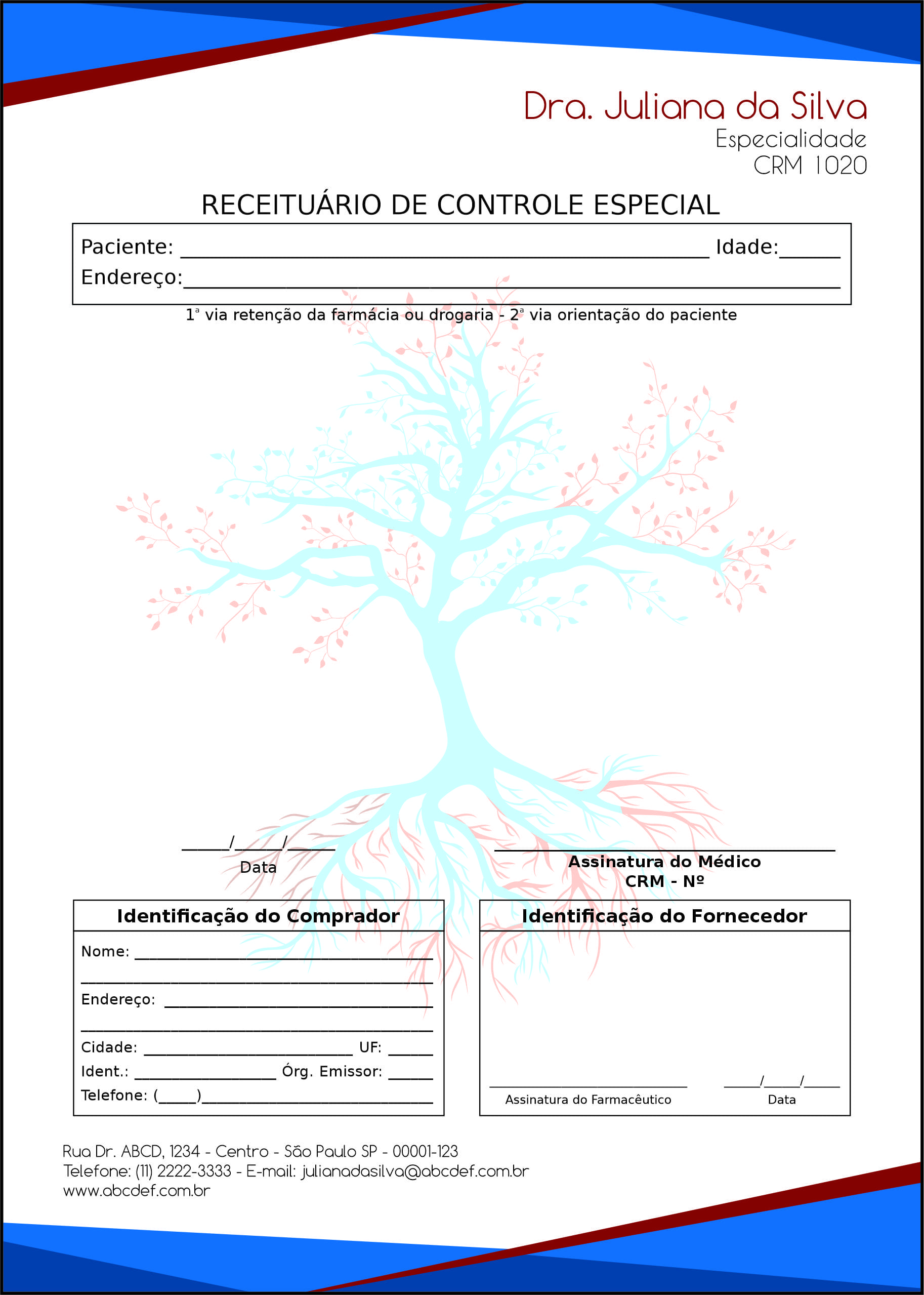 Receituário de Controle Especial Angiologia e Vascular Gante