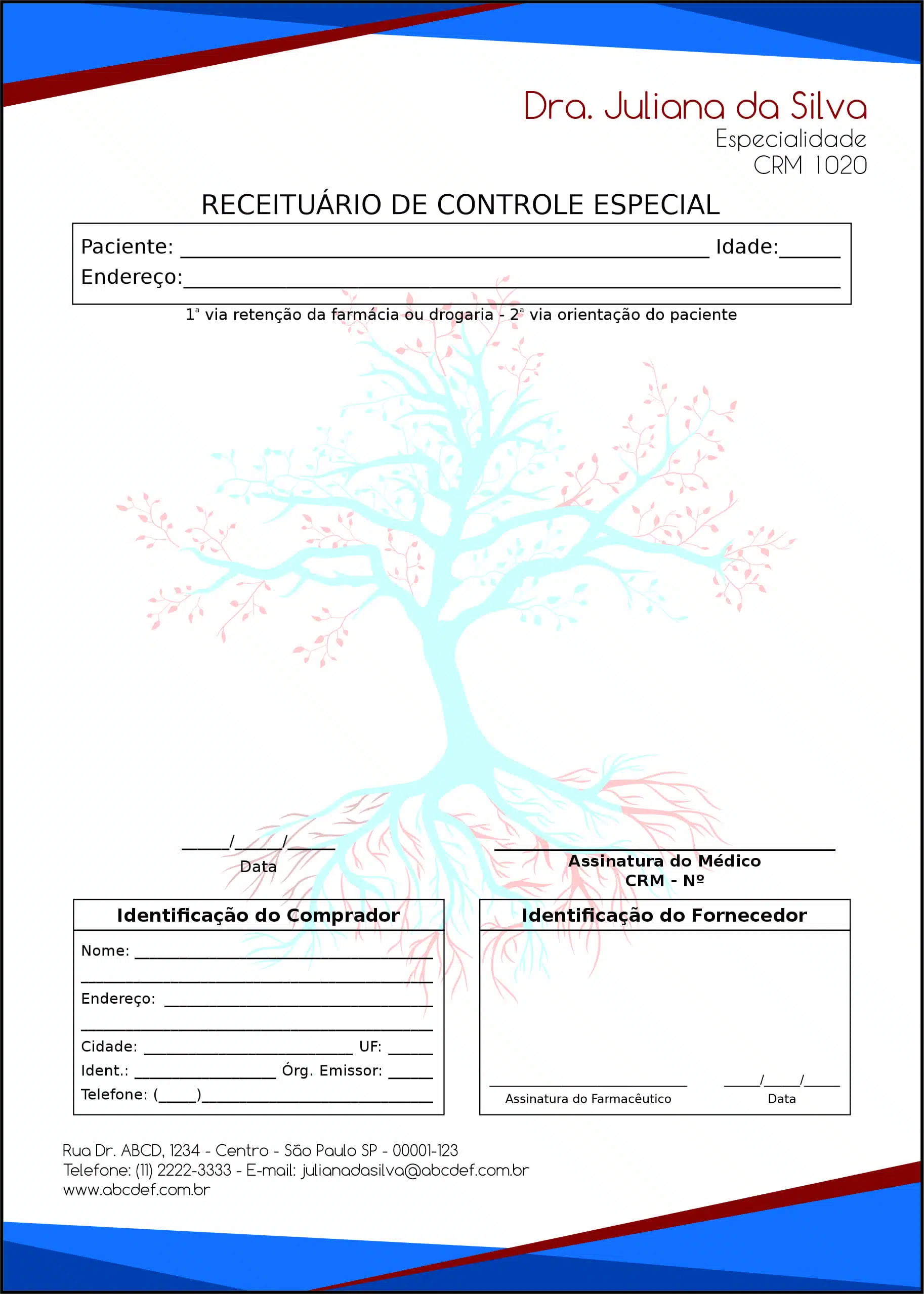 Receituário de Controle Especial Angiologia e Vascular Gante