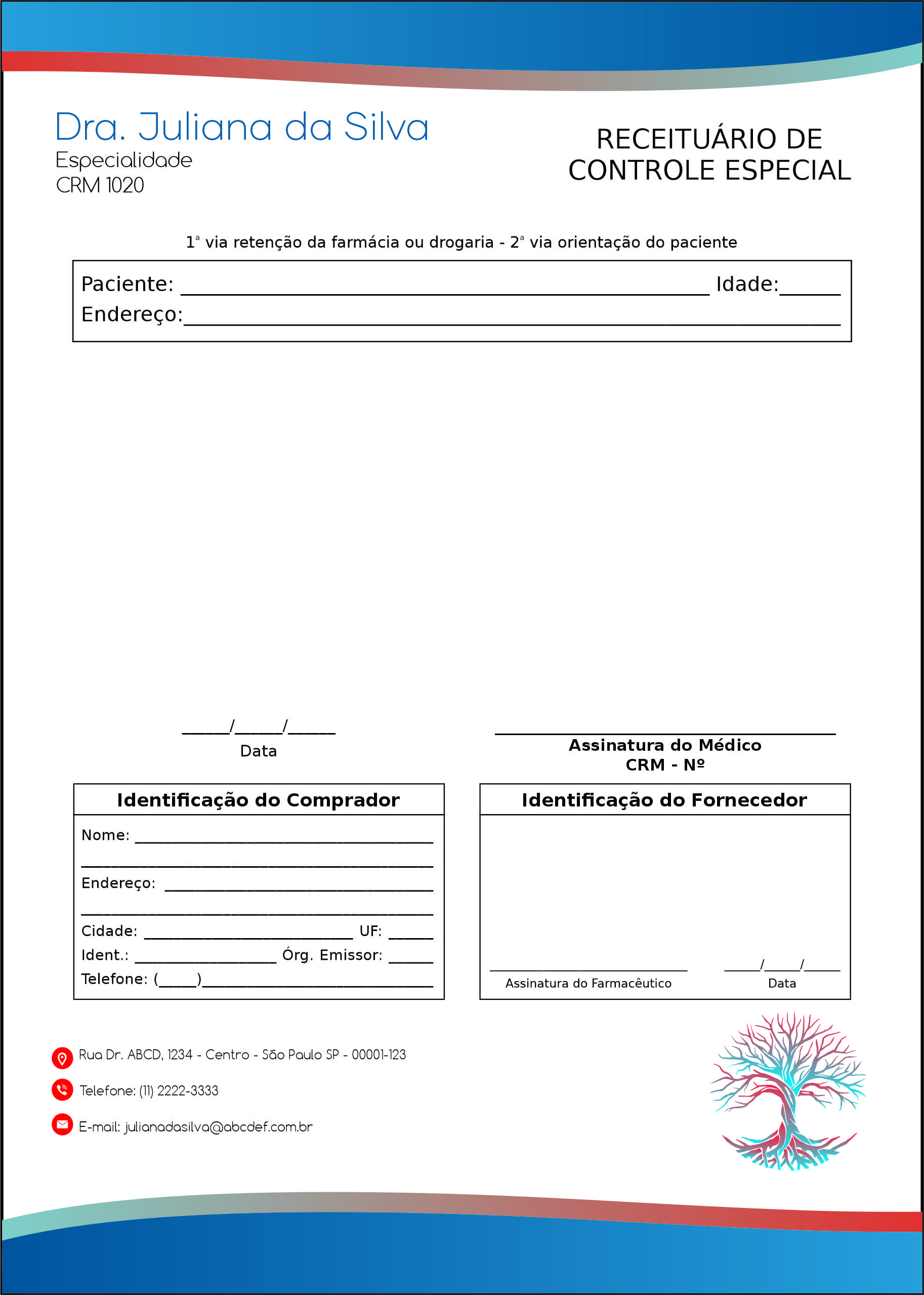 Receituário de Controle Especial Angiologia e Vascular Bruges