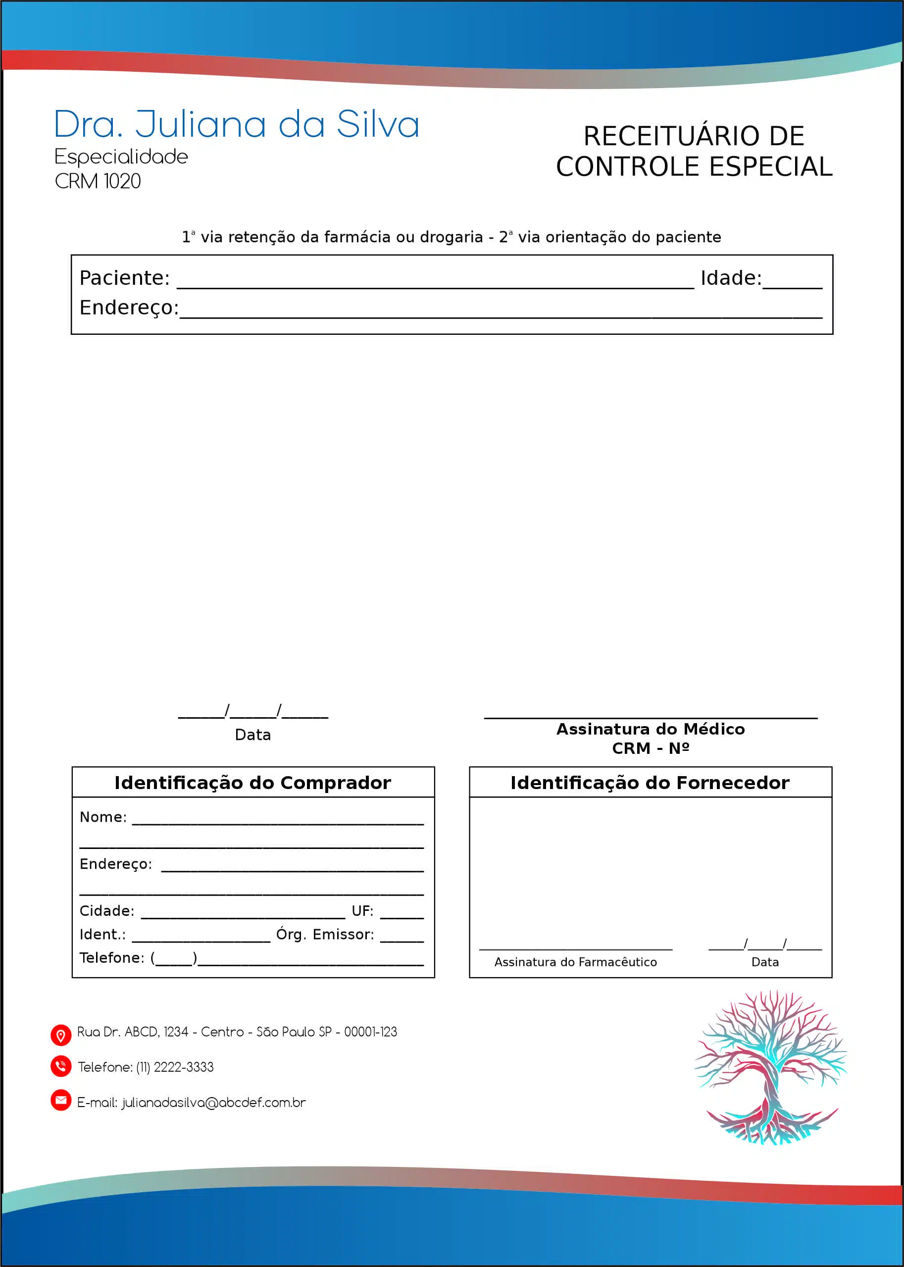 Receituário de Controle Especial Angiologia e Vascular Bruges